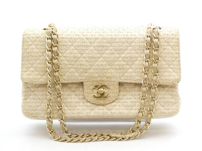 CHANEL Matelasse Tweed Coco Mark Double Flap Double Chain Shoulder Bag