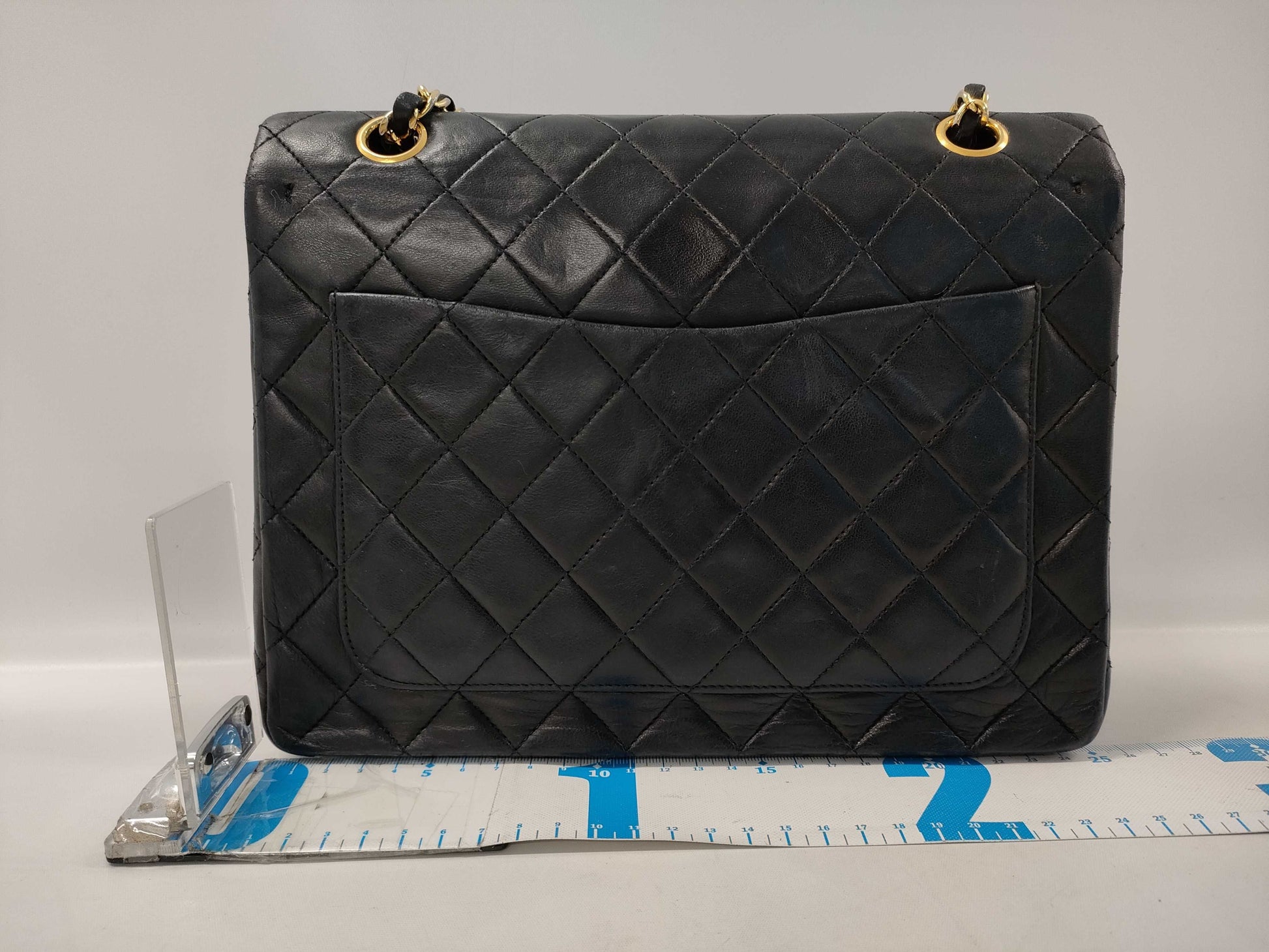 CHANEL Matelasse Lambskin Double Flap Double Chain Bag in Black with Gold Hardware, 0979356, 0 Series Shoulder Bag