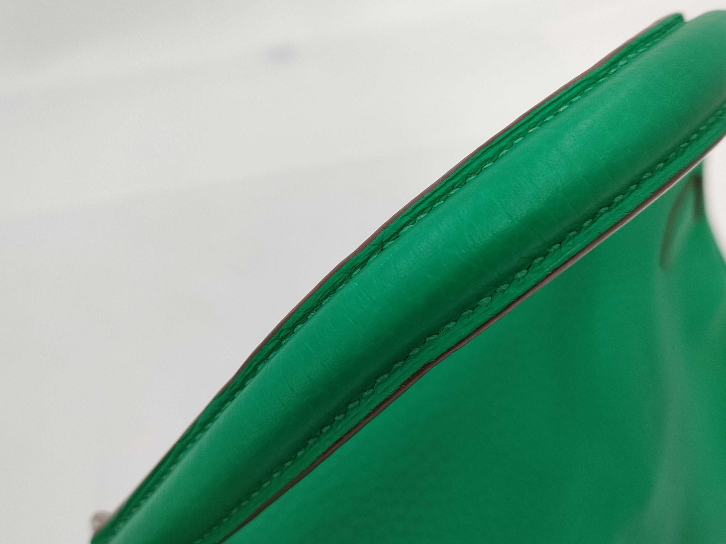 HERMES Kelly 35 Taurillon Clemence Leather, Green, 2-Way, P Stamp, Inner Stitching, Handbag