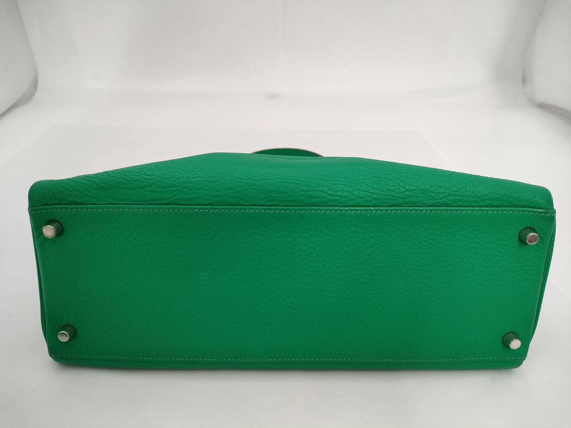 HERMES Kelly 35 Taurillon Clemence Leather, Green, 2-Way, P Stamp, Inner Stitching, Handbag
