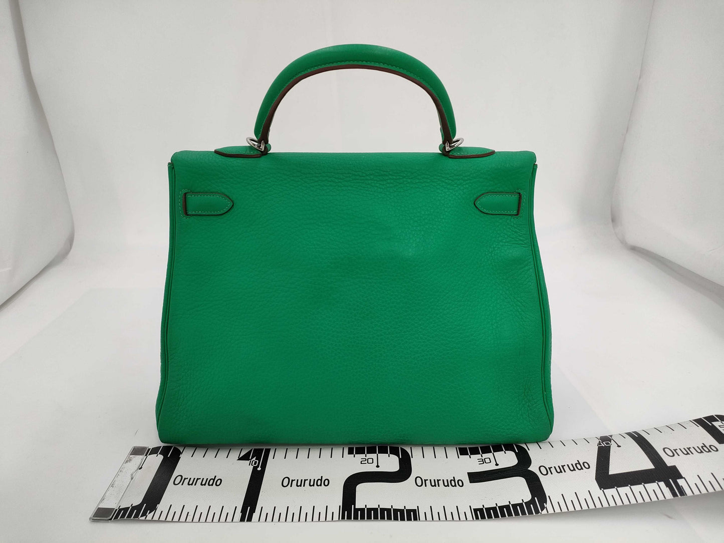 HERMES Kelly 35 Taurillon Clemence Leather, Green, 2-Way, P Stamp, Inner Stitching, Handbag