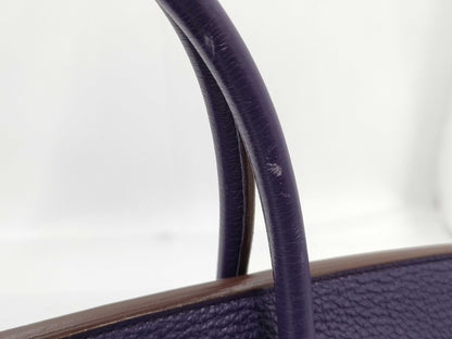 HERMES Birkin 40 Taurillon Clemence Iris Handbag with N Stamp