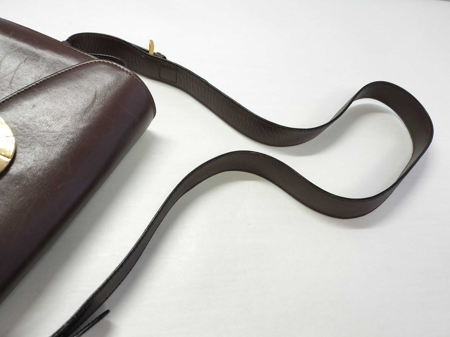 CELINE Circle Logo Leather Shoulder Bag