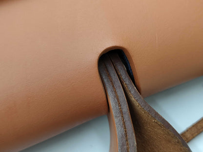 HERMES Toile Officier Leather Hand Shoulder Bag with Zip Pouch, O Stamped