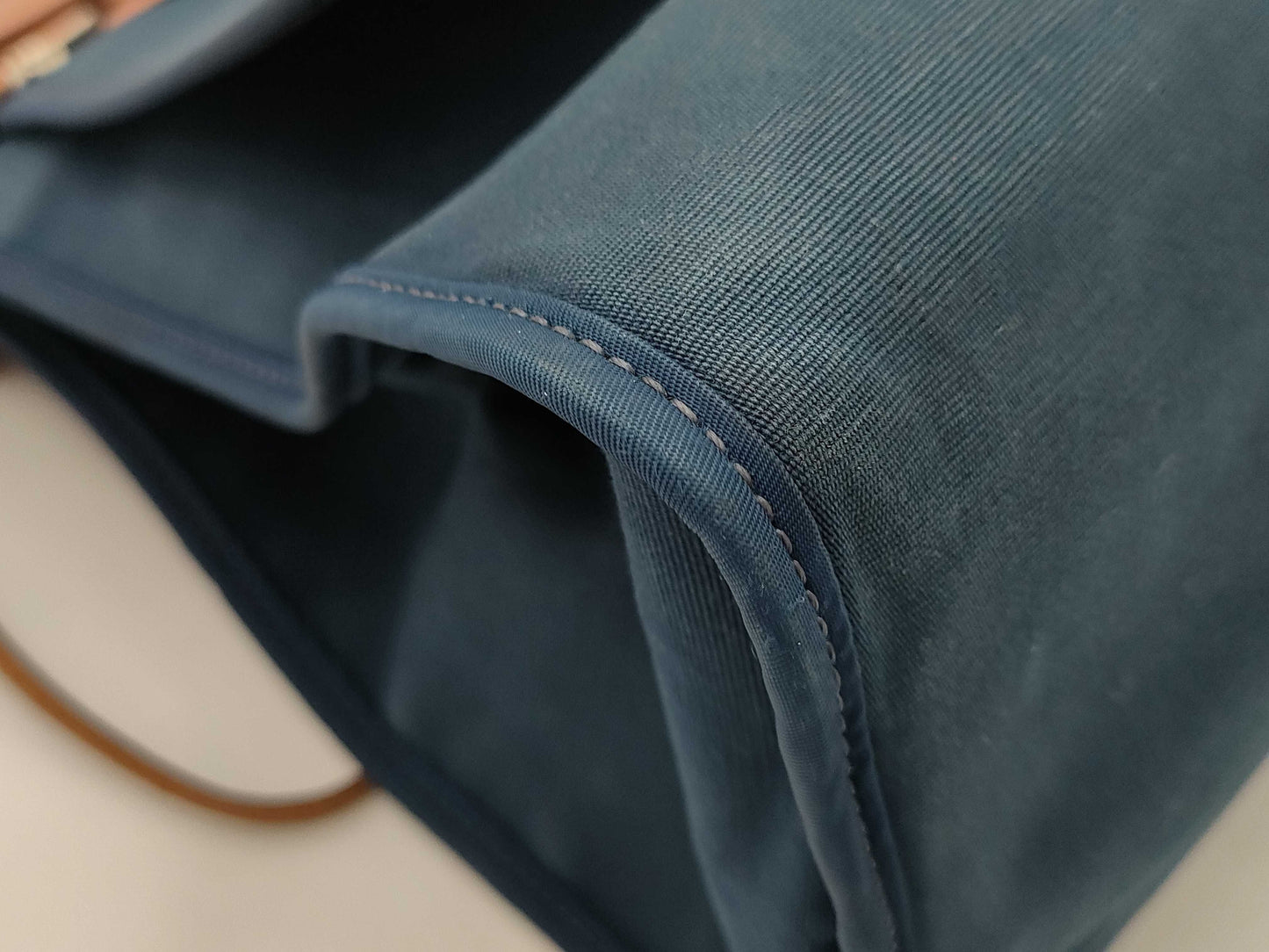 HERMES Toile Officier Leather Hand Shoulder Bag with Zip Pouch, O Stamped