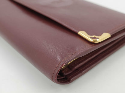 Cartier Must Line Leather Tri-fold Wallet Bordeaux