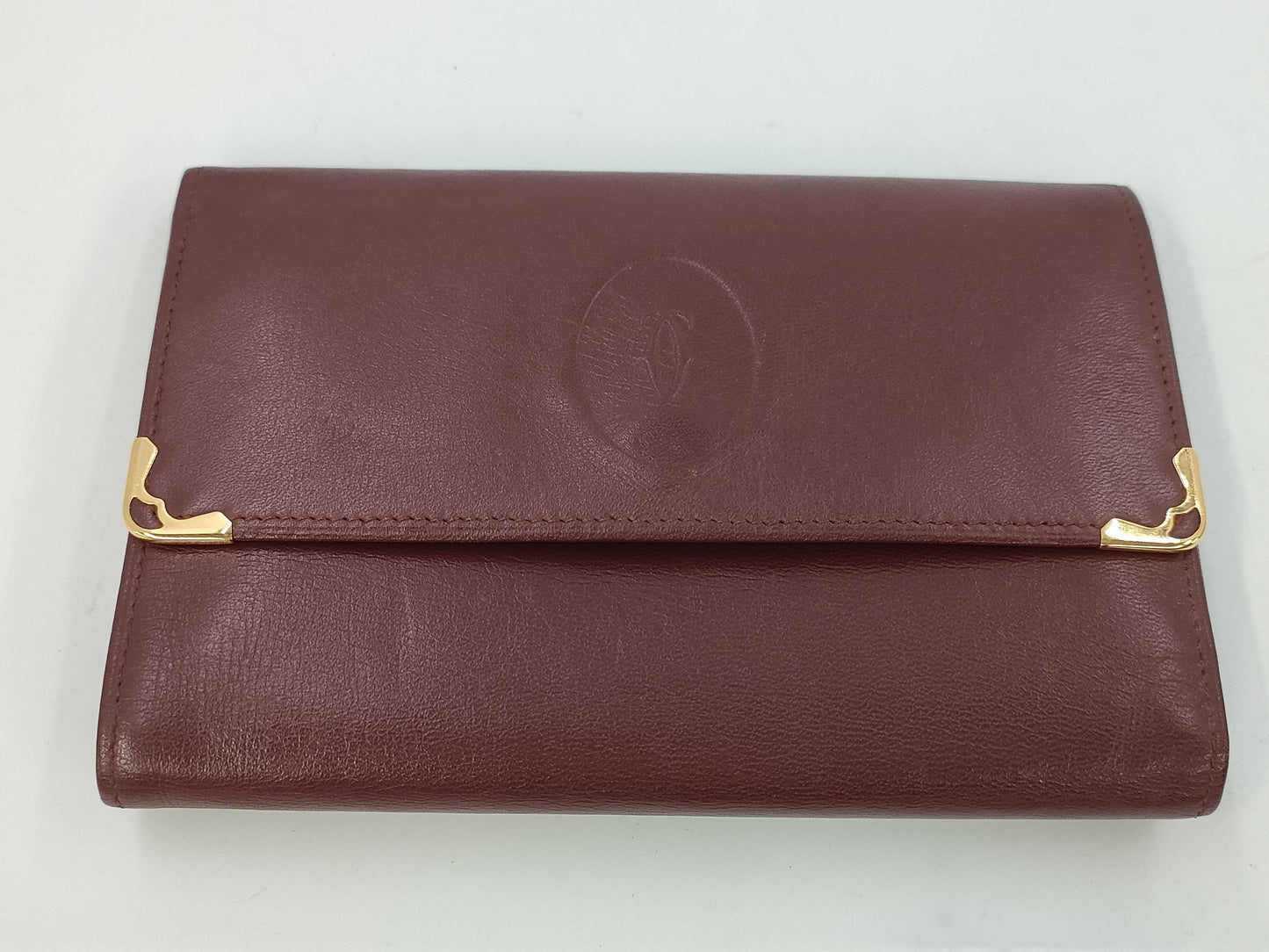Cartier Must Line Leather Tri-fold Wallet Bordeaux