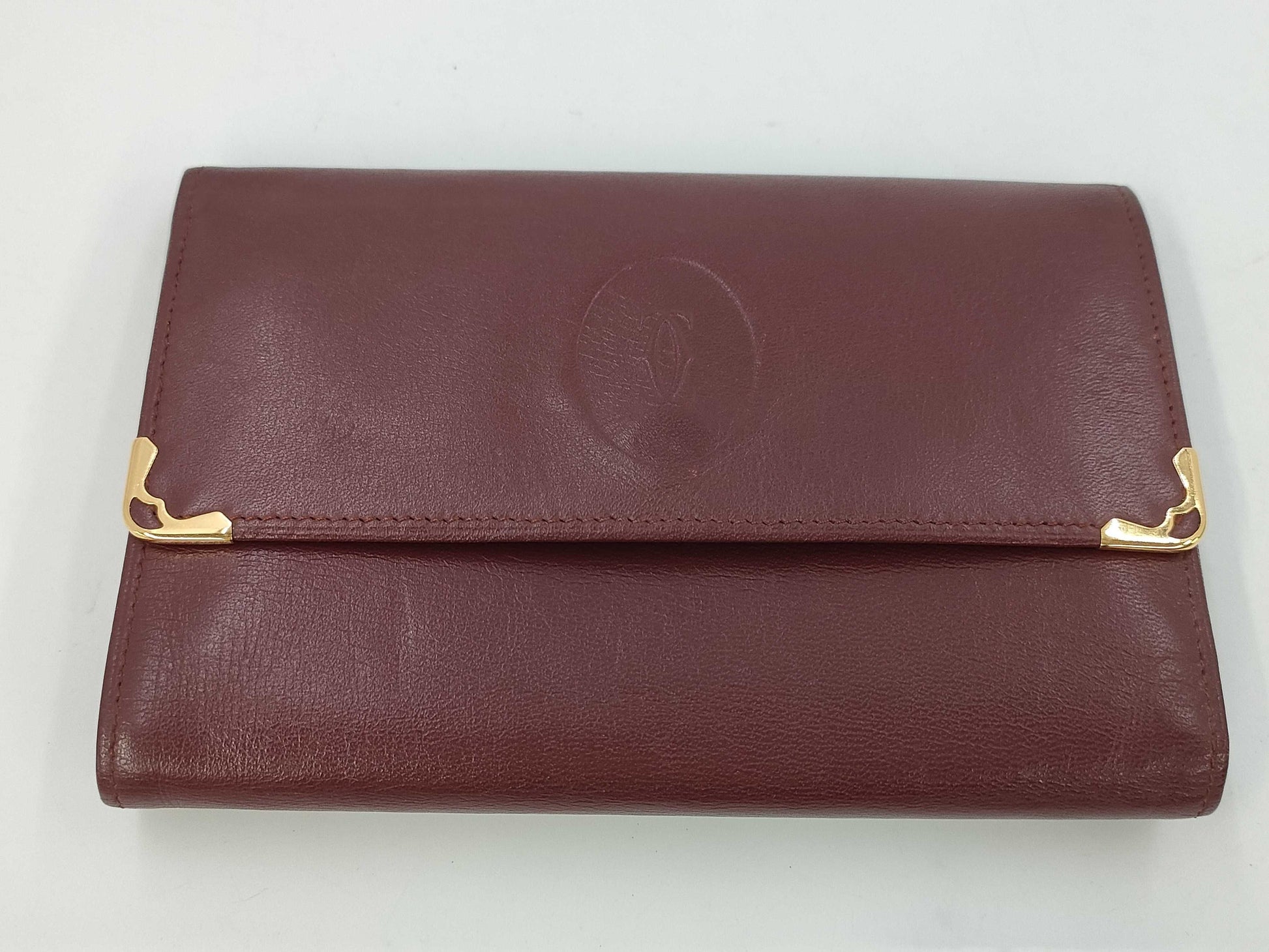 Cartier Must Line Leather Tri-fold Wallet Bordeaux