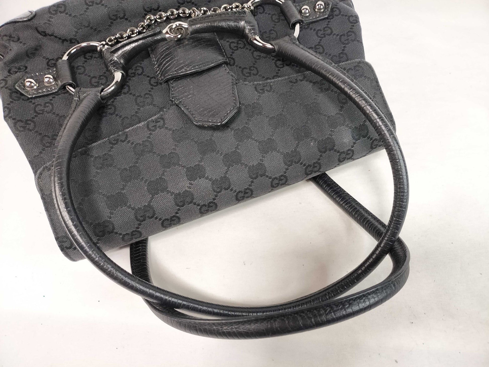 GUCCI GG Canvas Horsebit Tote Bag Handbag