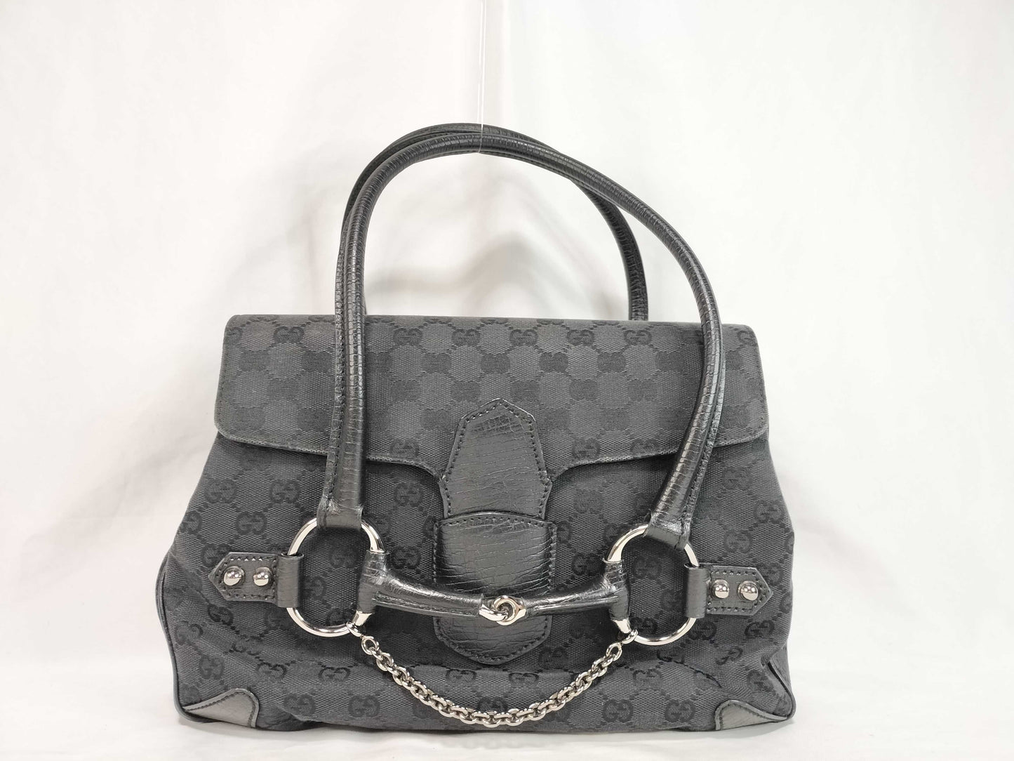 GUCCI GG Canvas Horsebit Tote Bag Handbag