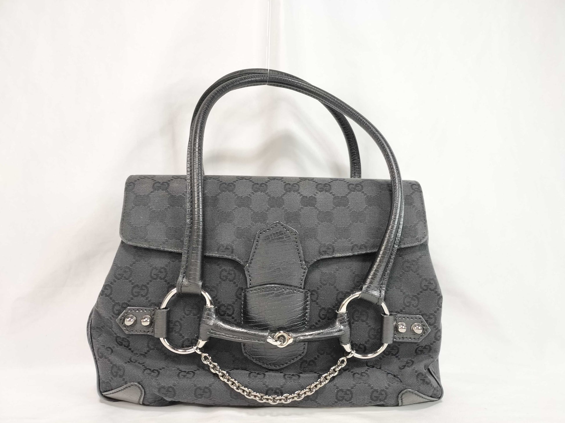 GUCCI GG Canvas Horsebit Tote Bag Handbag