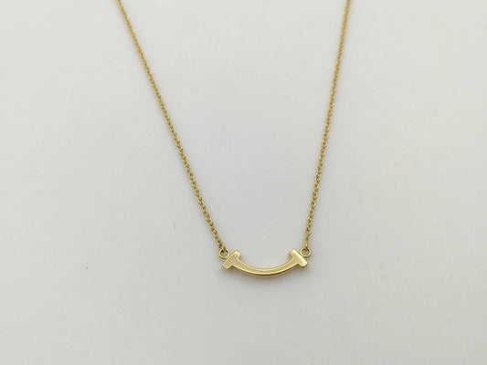 Tiffany & Co. T Smile Mini YG Au750 2.3g Necklace 