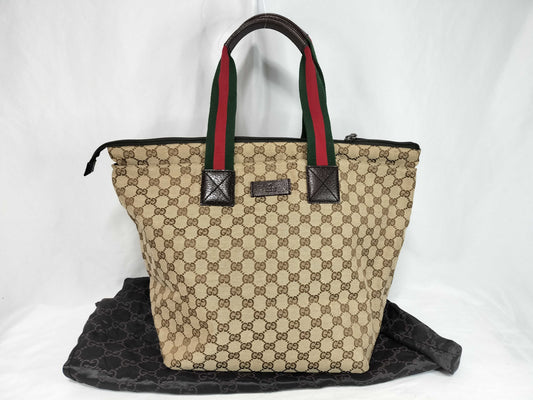GUCCI GG Canvas Sherry Line Tote Bag
