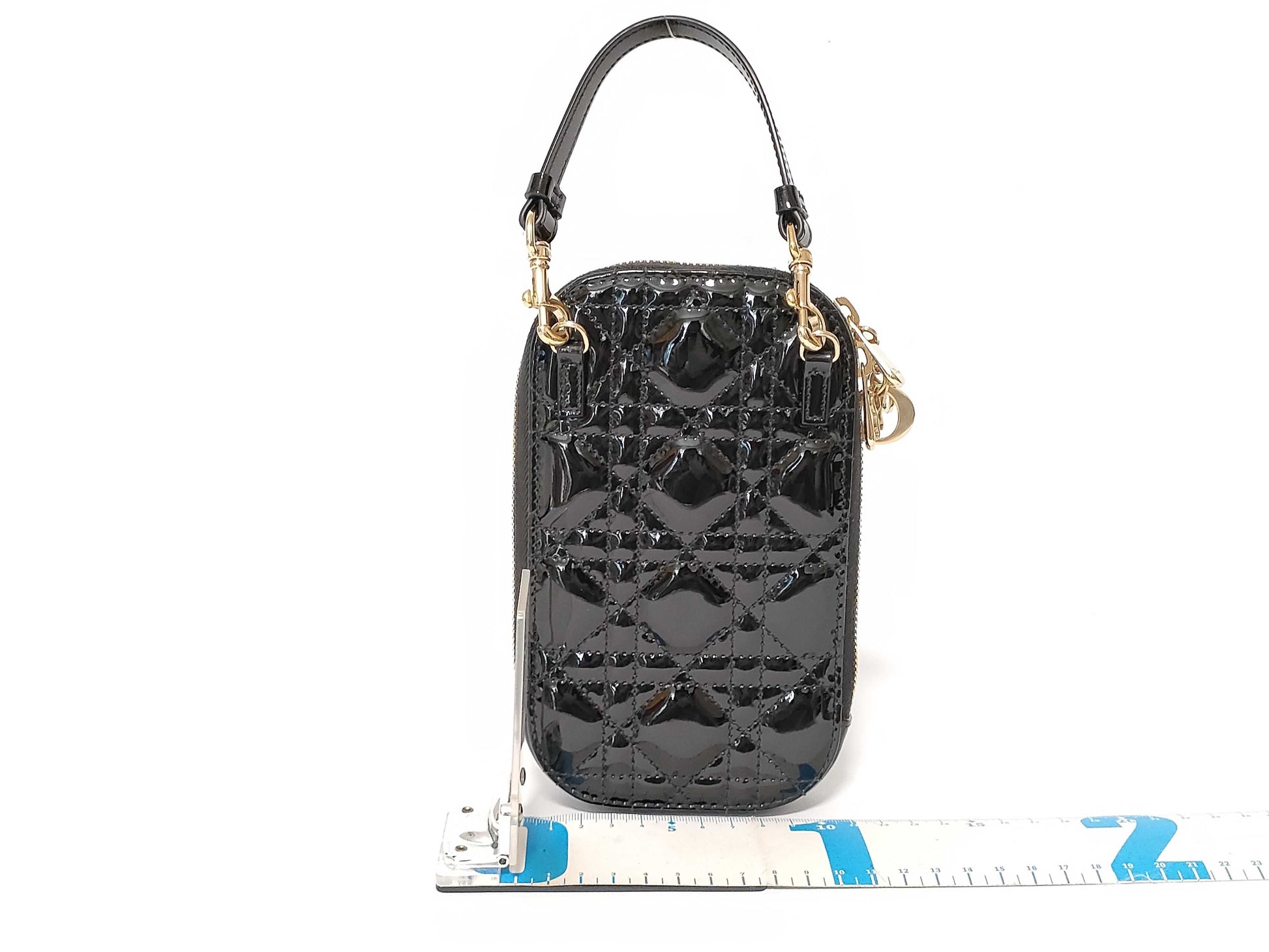 Dior Cannage Enamel Phone Holder Chain Shoulder Bag Handbag