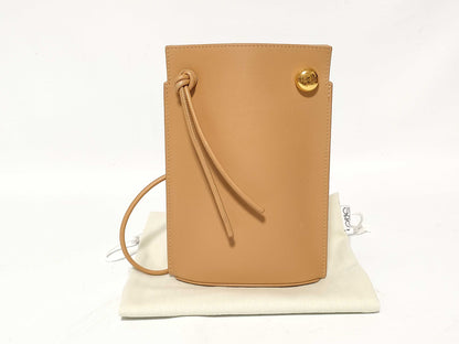 LOEWE Pepple Dice Pocket Classic Calfskin Shoulder Bag in Beige