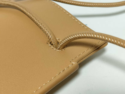 LOEWE Pepple Dice Pocket Classic Calfskin Shoulder Bag in Beige