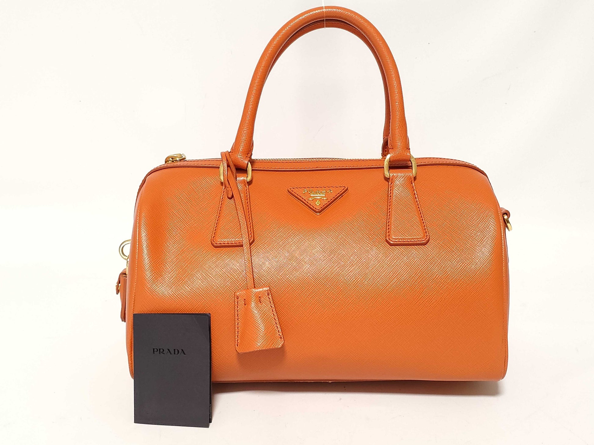 PRADA Saffiano Mini Boston Bag, Orange