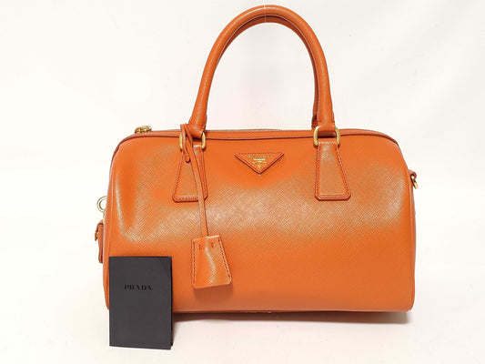 PRADA Saffiano Mini Boston Bag, Orange
