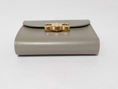 CELINE Triomphe Tri-fold Compact Wallet in Green