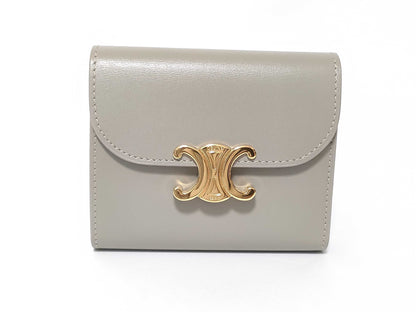 CELINE Triomphe Tri-fold Compact Wallet in Green