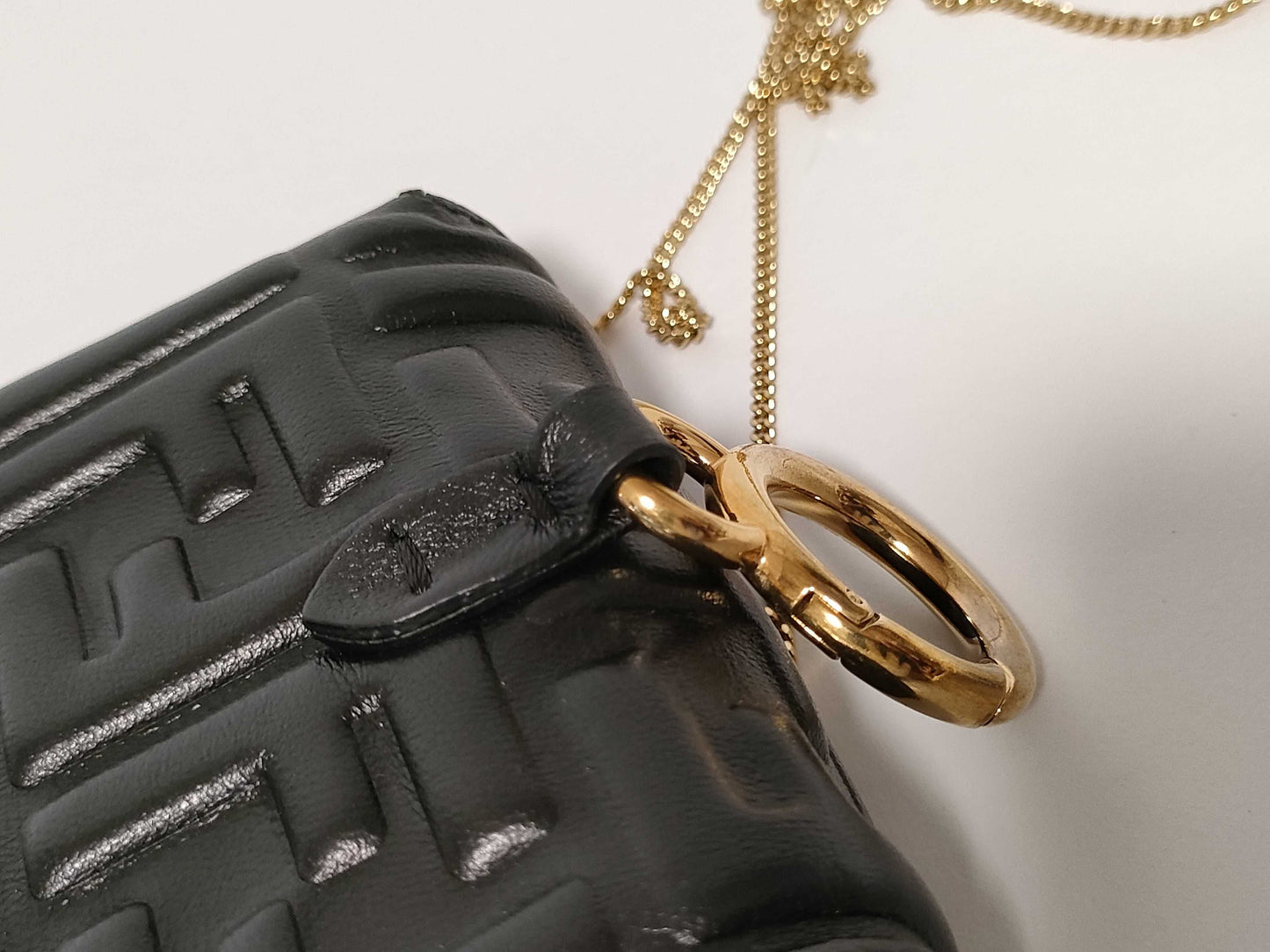 FENDI Nano Baguette Charm Leather Black 7AR844 Charm