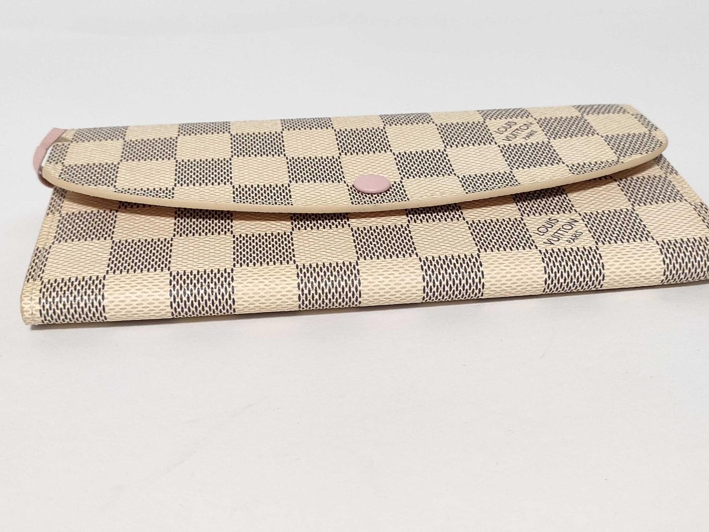 LOUIS VUITTON Damier Azur Portefeuille Emilie Damier Azur Rose Ballerine Wallet N41625