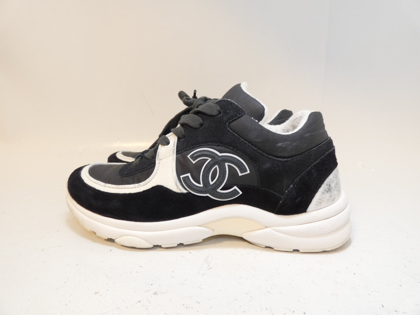 CHANEL Coco Two-tone Black and White Sneakers
