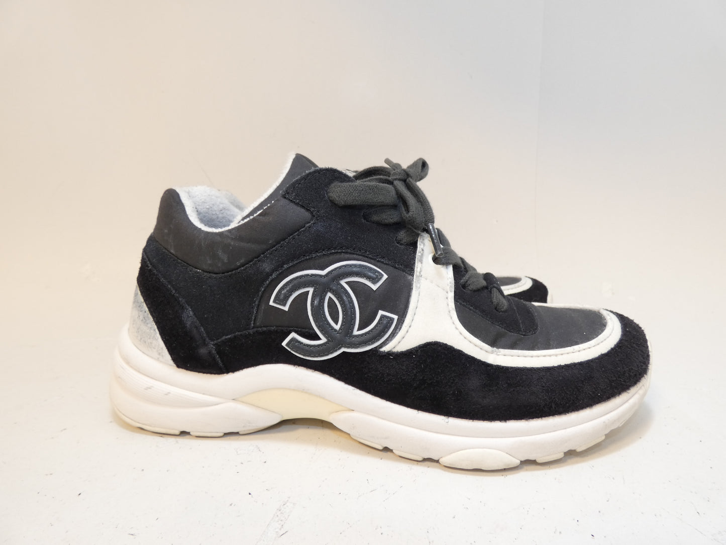 CHANEL Coco Two-tone Black and White Sneakers