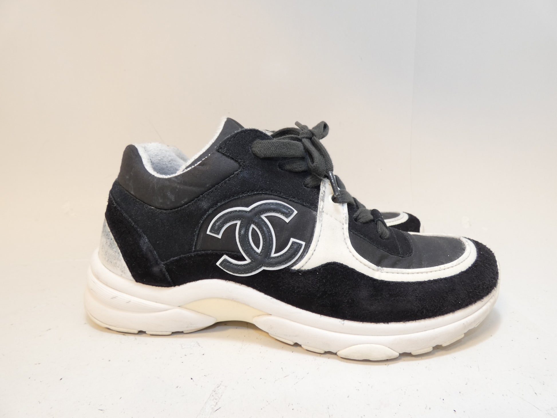 CHANEL Coco Two-tone Black and White Sneakers