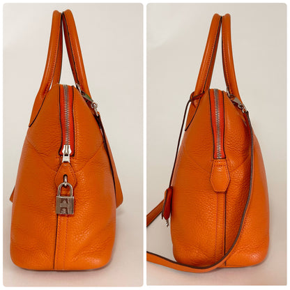 HERMES Bolide 31 Handbag/Shoulder Bag, Taurillon Clemence Leather, Orange, □Q Shoulder Bag