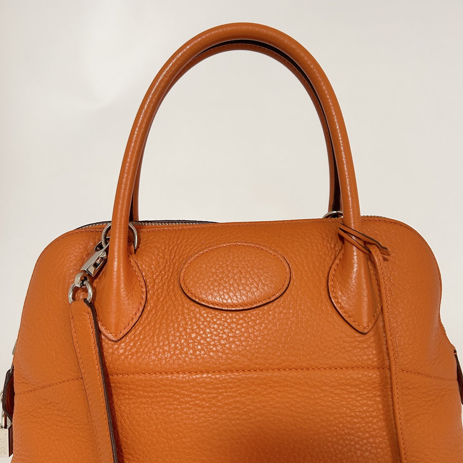 HERMES Bolide 31 Handbag/Shoulder Bag, Taurillon Clemence Leather, Orange, □Q Shoulder Bag