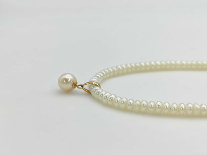 Semi-round pearl diameter: approximately 3.8-4.1mm, pearl diameter: approximately 7.1mm, 18K gold, 11.0g, necklace 