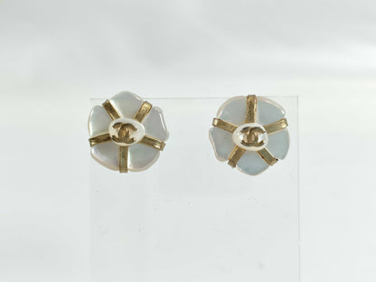 CHANEL Coco Mark Shell Earrings 01A