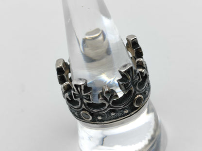 Royal Order Large Crown Cross Ring SV925 Silver Onyx Ring