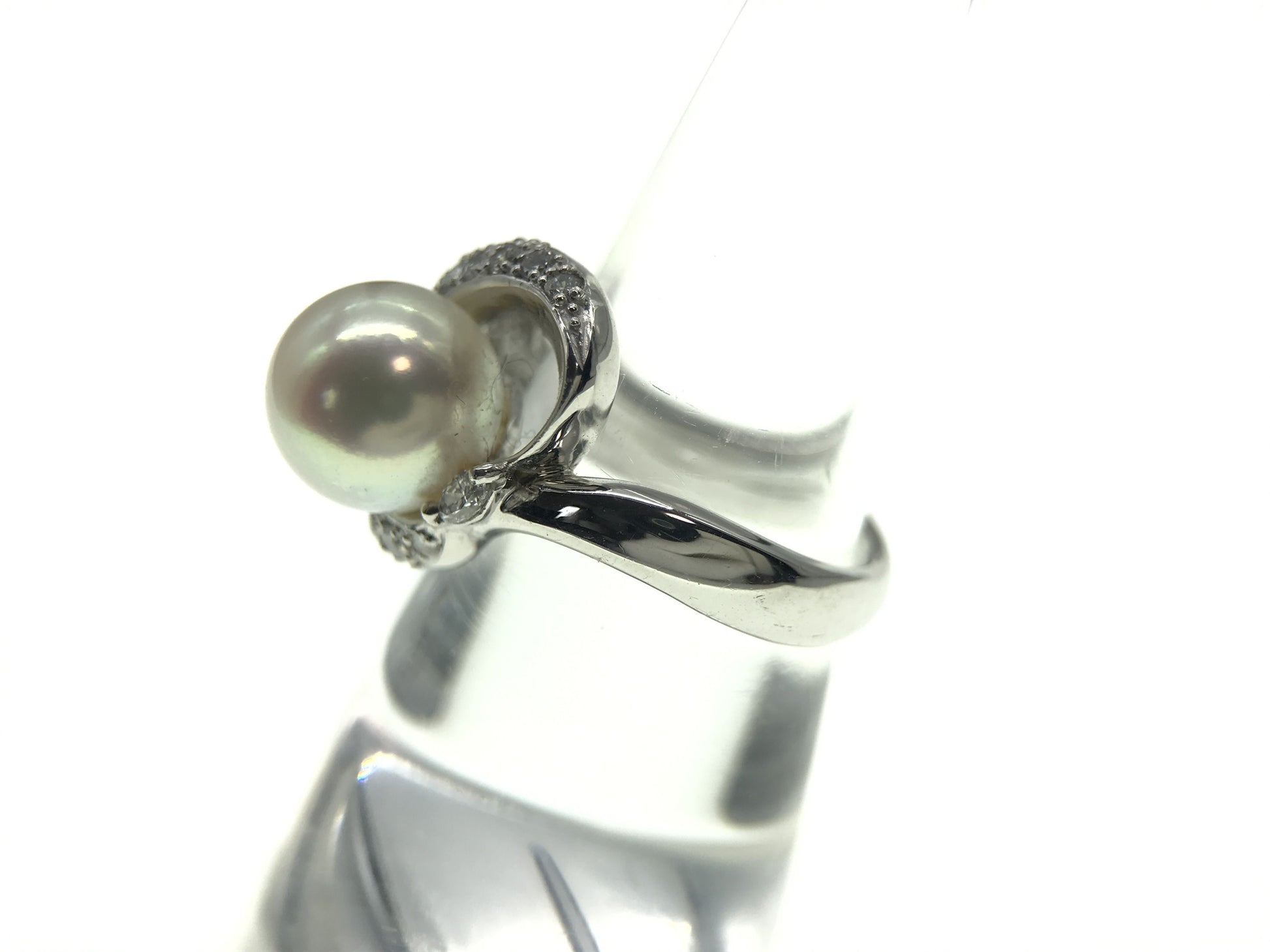Pearl diameter: approx. 9.2mm, D0.43ct, PT900, 9.4g, Ring 
