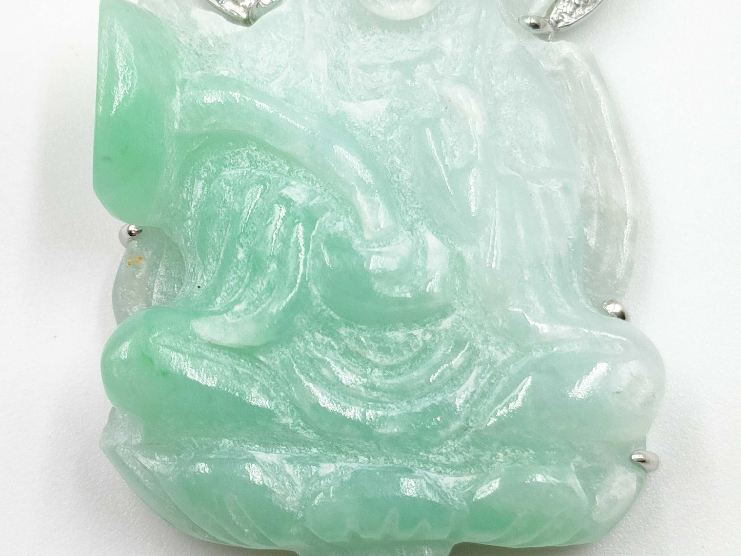 Carved Jadeite D0.24ct Pt900 15.2g Pendant Top 