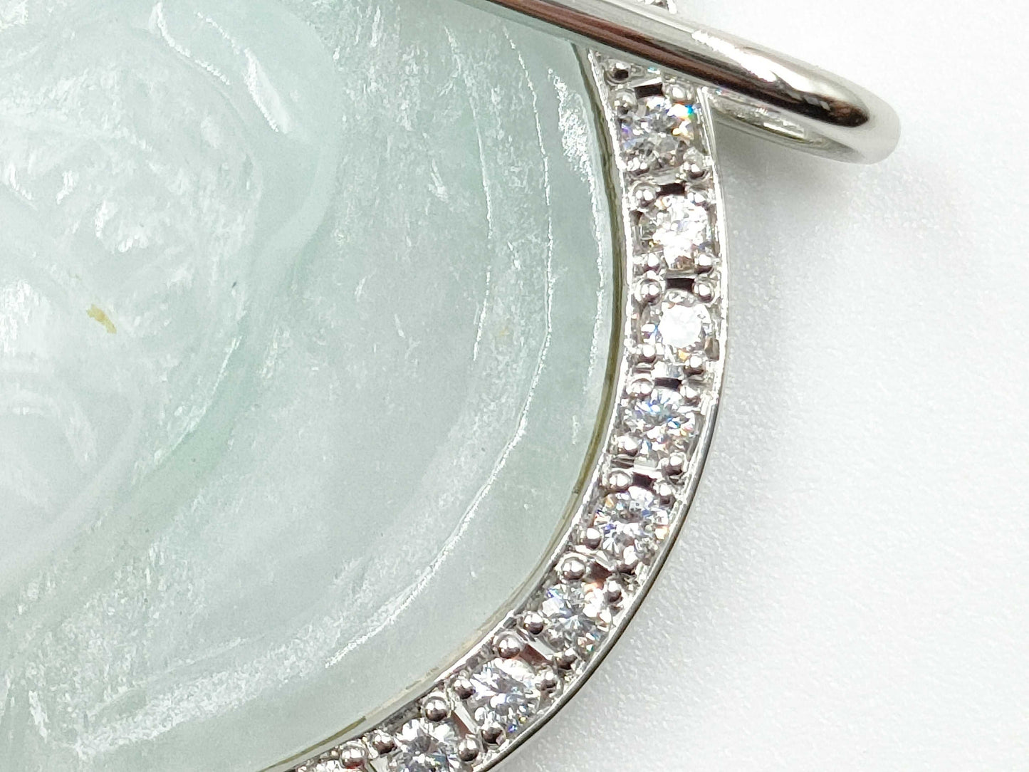 Carved Jadeite D0.24ct Pt900 15.2g Pendant Top 