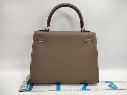 HERMES Kelly 25 Etoupe x Silver Hardware x Epson B Stamp Handbag