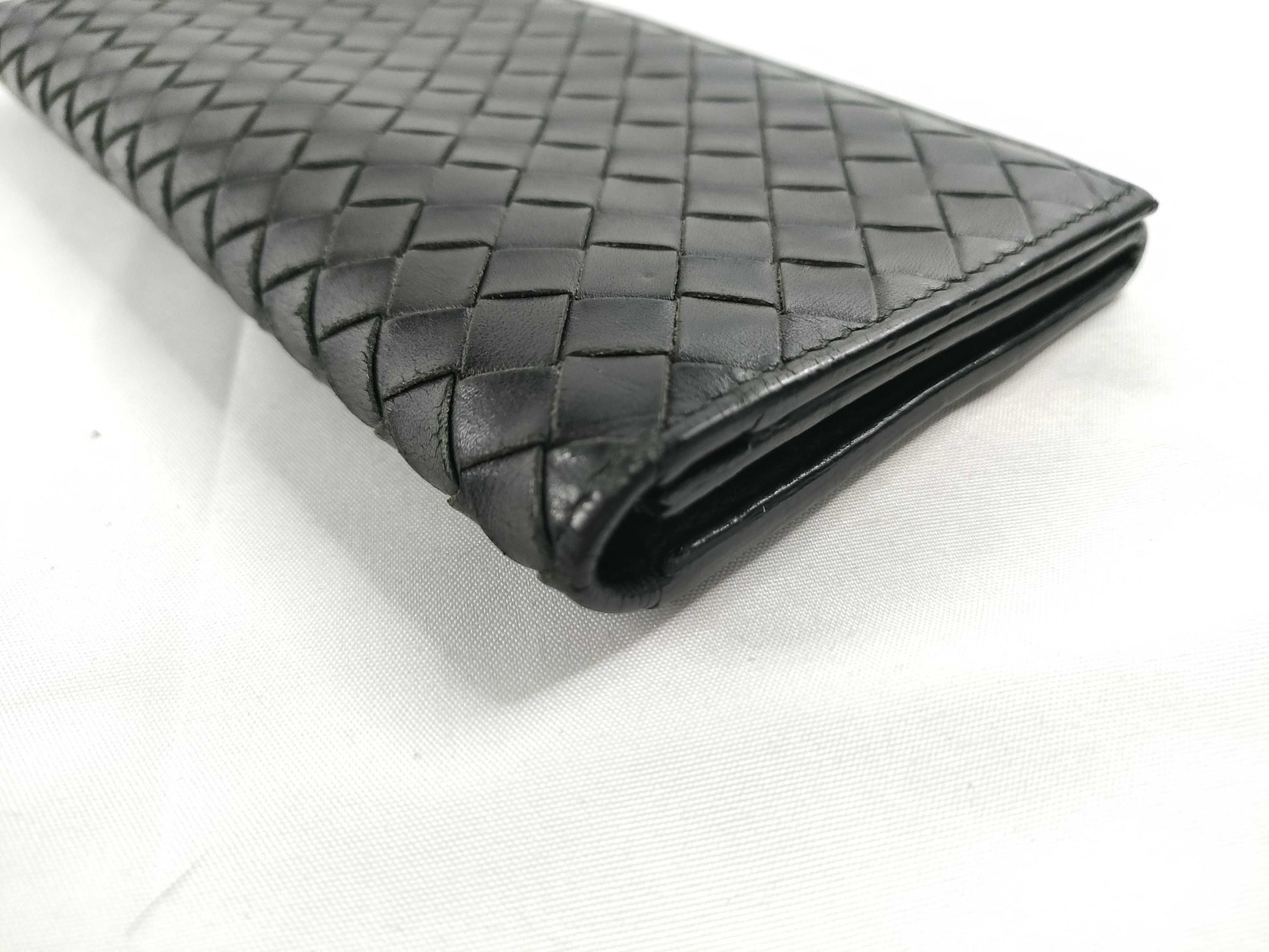 BOTTEGA VENETA Intrecciato Bottega Long Wallet Black Wallet