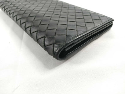 BOTTEGA VENETA Intrecciato Bottega Long Wallet Black Wallet