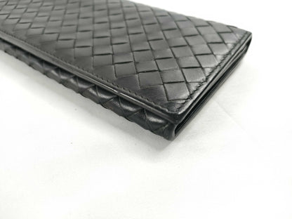 BOTTEGA VENETA Intrecciato Bottega Long Wallet Black Wallet