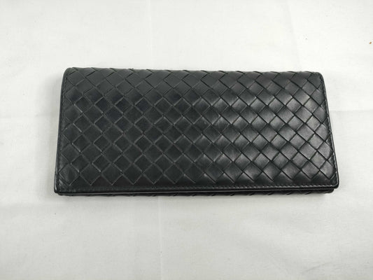 BOTTEGA VENETA Intrecciato Bottega Long Wallet Black Wallet