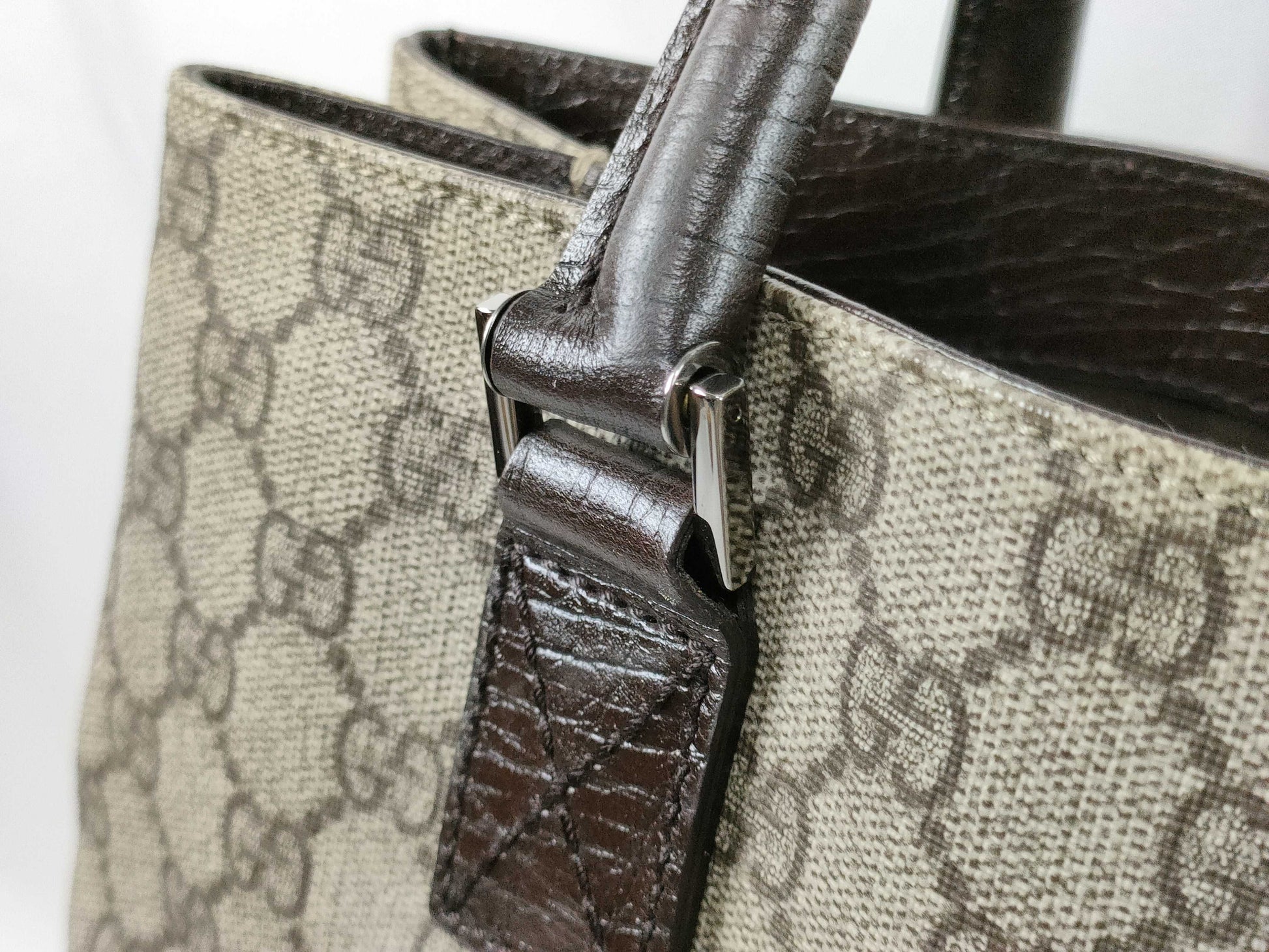 GUCCI GG Supreme Tote Bag 131220 Brown Tote Bag