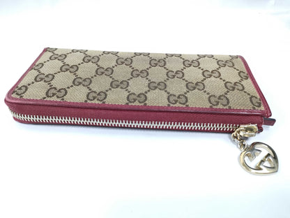 GUCCI GG Canvas L-Zip Long Wallet 295671 Red Wallet