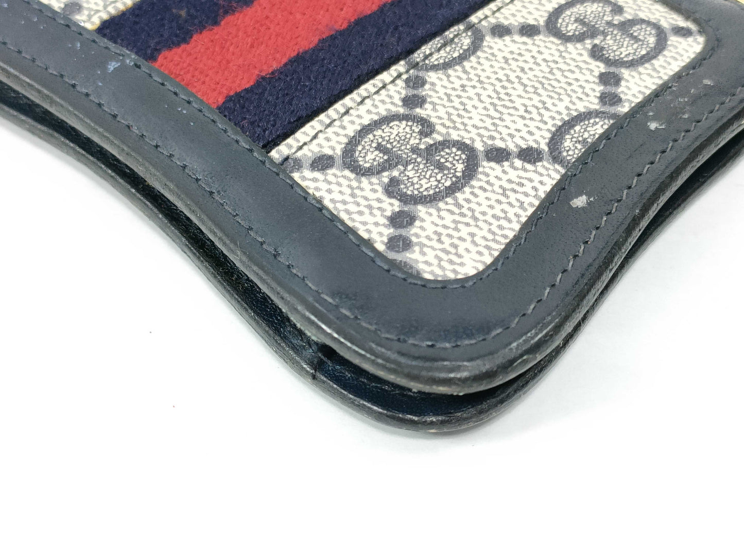 GUCCI GG Canvas Sherry Line Clasp Wallet Coin Case