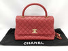 CHANEL Coco Handle 29 Matelasse Caviar Leather Red GD Hardware A92991 24 Series Handbag