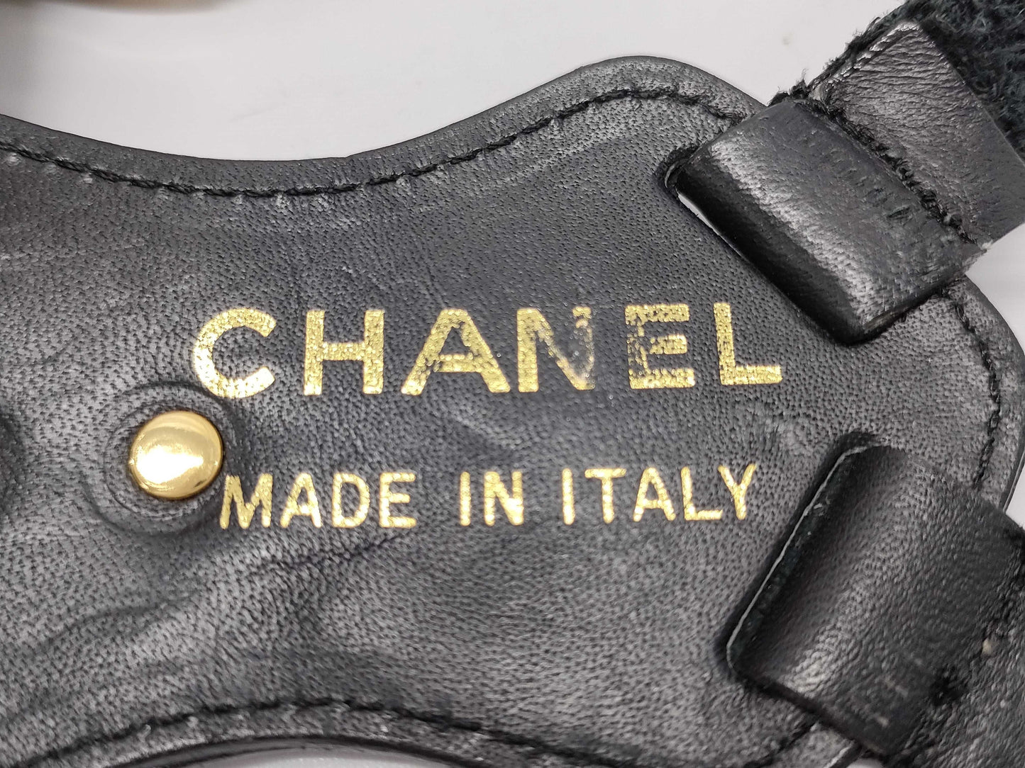 CHANEL Suspenders with Coco Mark Logo, Beige, Black, Other Accessories