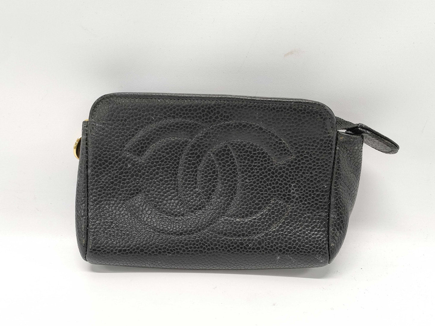 CHANEL Mini Pouch with Large Coco Mark, Caviar Skin, Black