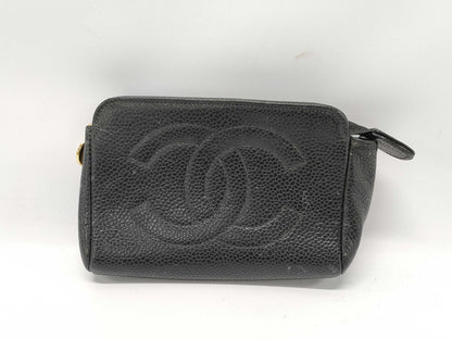 CHANEL Mini Pouch with Large Coco Mark, Caviar Skin, Black
