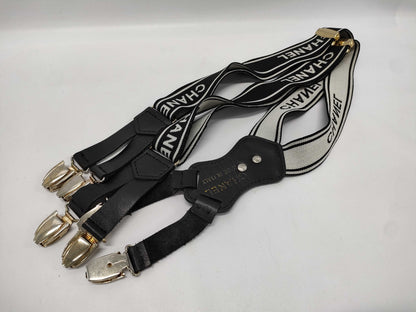 CHANEL Suspenders with Coco Mark Logo in Black Other Accessories